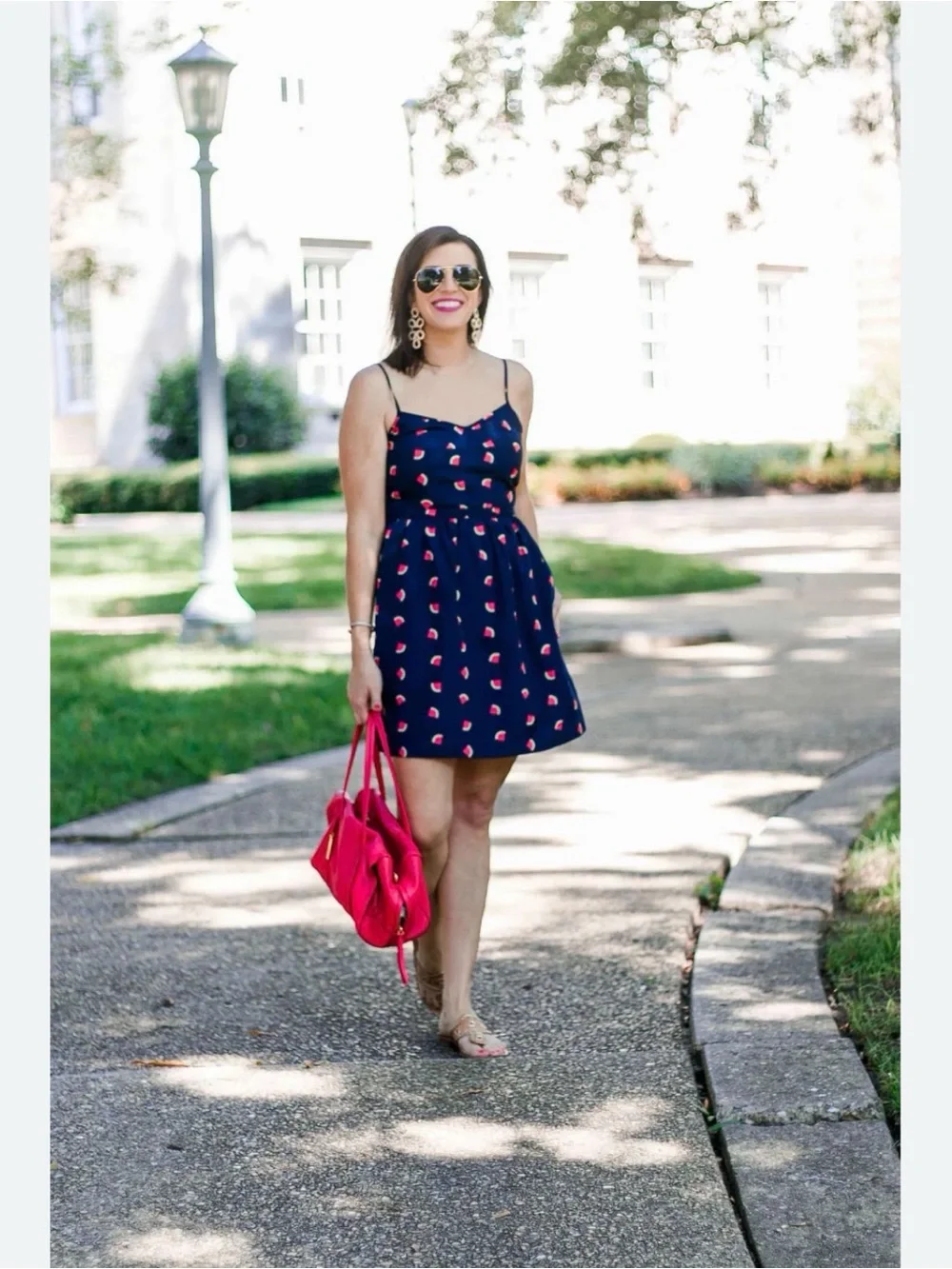 J. Crew Watermelon Print Mini Dress Size 6 Navy Blue Spaghetti Strap Pockets